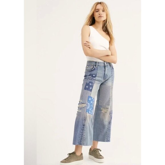 WE THE FREE heart of gold patchwork wide leg jean 26 - Picture 11 of 11
